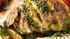 Whole Baked Fish – Herb-stuffed with Garlic & Dill Butter Sauce
