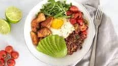 Chicken Huevos Rancheros, Avocado & Tomato Salsa