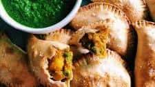 Curry Sweet Potato Empanadas with Green Chutney