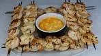 How to bbq shrimp skewers with garlic butter dip.