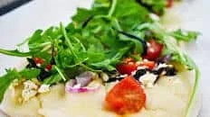 Arugula, Feta, Artichoke & Tomato Flatbread Pizza
