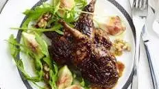 Barbecued quail with fig and walnut salad