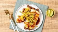 BBQ Beef Enchiladas with corn salsa