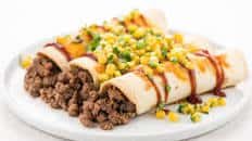 BBQ Beef Enchiladas with corn salsa
