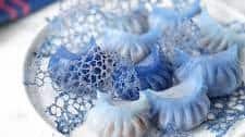 Butterfly Pea Steamed Crystal Dumplings with Enoki Mushroom Filling