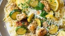 Skillet Lemon Parmesan Chicken with Zucchini and Squash