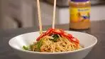 Spaghetti with Vegetables in a Creamy Peanut Butter Sauce
