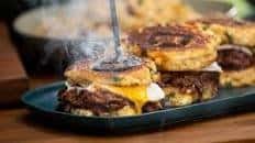 BBQ Duck, Egg, and Corn Scallion Pancakes