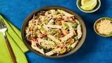 Chicken Sausage Pasta Primavera with Lemon Sauce, Bell Pepper, Zucchini & Peas
