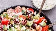 Greek Chickpea Salad with Tzatziki Dressing