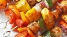 Grilled BBQ Chicken Sausage Kabobs with Pineapple and Veggies