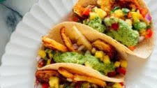 Halloumi Tacos with Pineapple Salsa & Aji Verde