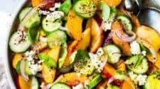 Nectarine Salad with Cucumber, Basil and Goat Cheese