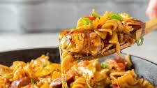 One Pan Cheesy Smoked Sausage Pasta Skillet