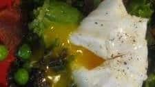 Poached Duck Egg and Bacon Summer Salad