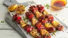 SPAM® Teriyaki, Pineapple, and Red Pepper Kabobs
