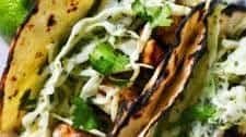 SPICY CHICKEN TACOS WITH GARLIC CILANTRO SLAW