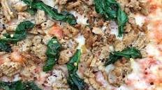 Spicy Ground Chicken & Spinach Pizza
