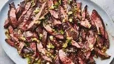 Steak With Grilled Scallion Salsa Verde