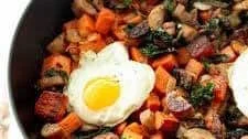 Sweet Potato and Chicken Sausage Hash with Swiss Chard
