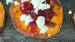 These roasted sweet potatoes are topped with sweet and ...