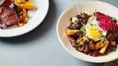Vaca Frita With Yuca Poutine and Black Beans