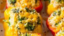 Vegetarian Stuffed Peppers Recipe with Rice and Broccoli