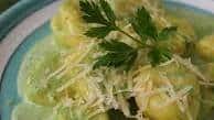 Yucca Gnocchi with Parsley Cream Sauce