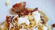 Air Fryer Chili Loaded Baked Potatoes