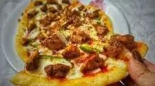 Chicken kebabs pizza