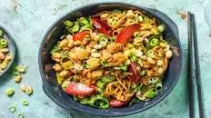 Chicken & Plum Noodle Stir-Fry with Mange Tout
