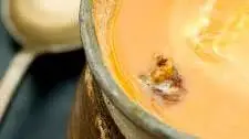Chipotle sweet potato soup with spiced pecans