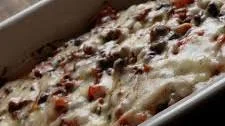 Enchilada Casserole with Red Guajillo Chile Sauce