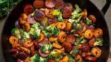 Honey Garlic Shrimp, Sausage, and Broccoli