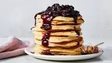 Masa Harina Pancakes with Blueberry Sauce