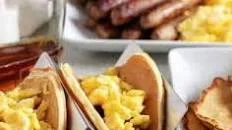 Pancakes and Sausage Breakfast Tacos