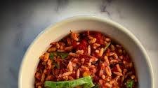 Pink powered puffed rice salad