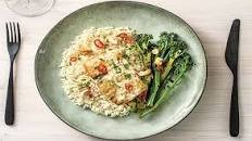 Seared Barramundi & Thai Coconut Sauce with Sesame Broccolini