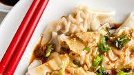 Shrimp and Pork Wontons in Spicy Sauce