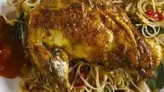 Spiced guinea fowl with chilli noodles