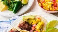 Steak Teriyaki Tacos with Pineapple Pico de Gallo