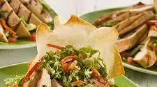 Teriyaki Chicken with Asian Slaw and Wonton Crisp