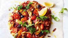 Tomato, chilli and mackerel pizza