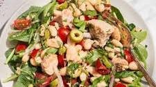Tuna White Bean Salad with Spinach, Olives, and Basil