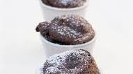 Warm Chocolate Rum Souffles with Chocolate Sauce