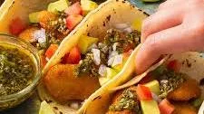 Air Fryer Crispy Meatless Nugget Tacos with Cilantro Chimichurri