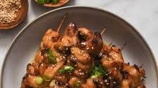 Air Fryer Miso Chicken Skewers with Maple Syrup