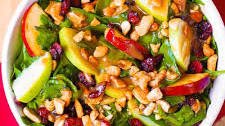 Apple Cranberry Spinach Cashew Salad with Balsamic Vinaigrette