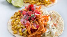 Buffalo Chicken Tacos with a Bleu Cheese Slaw
