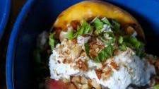 Grilled Peaches with Basil and Coconut Ice Cream